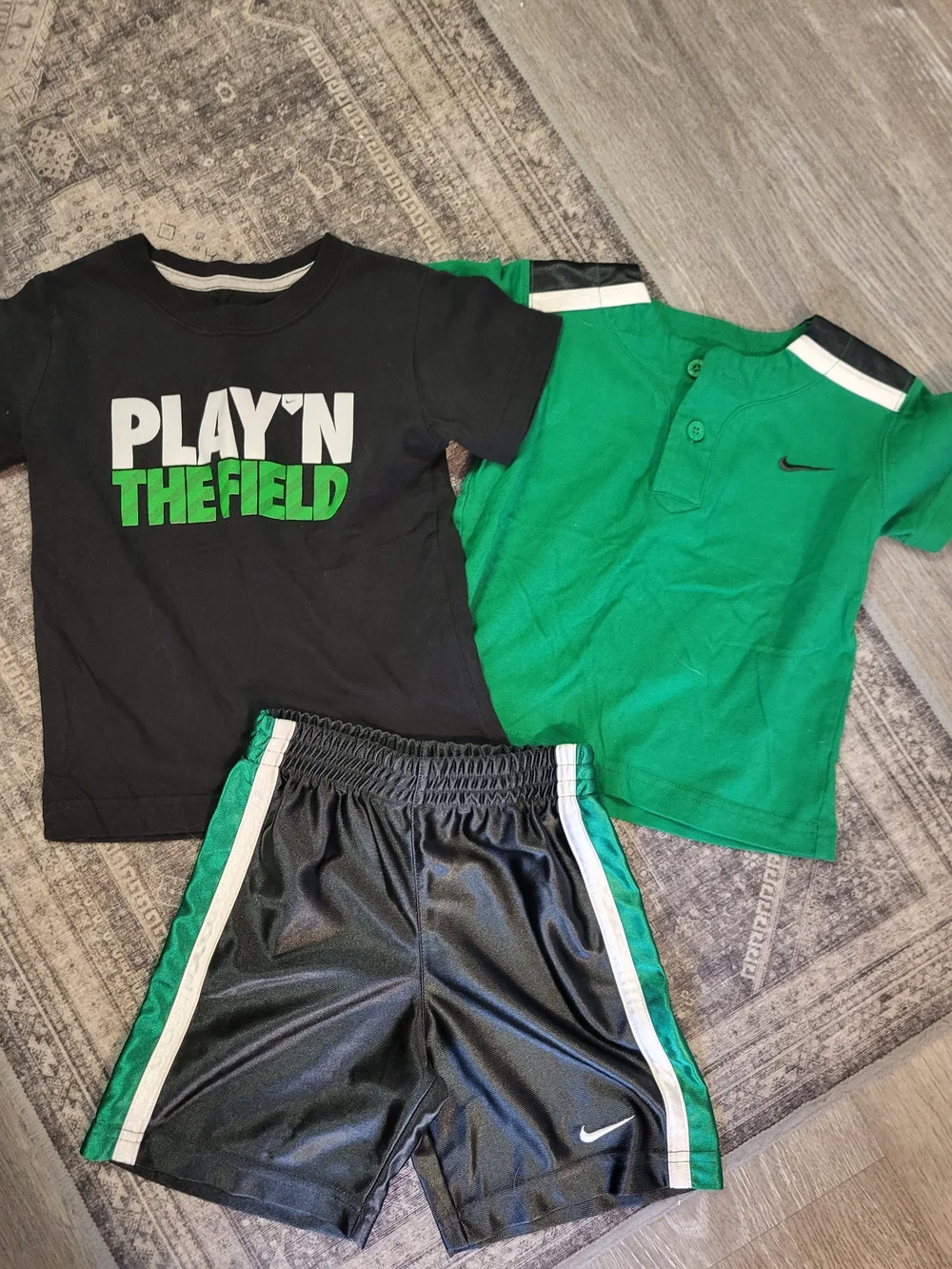 Nike Kids 3-Piece Matching Set - Black & Green - Picture 1 of 6